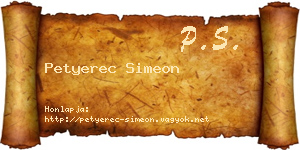 Petyerec Simeon névjegykártya